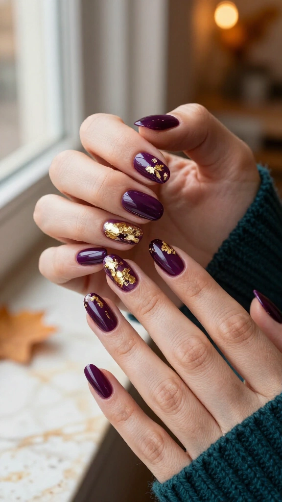 Plum wine foil accents