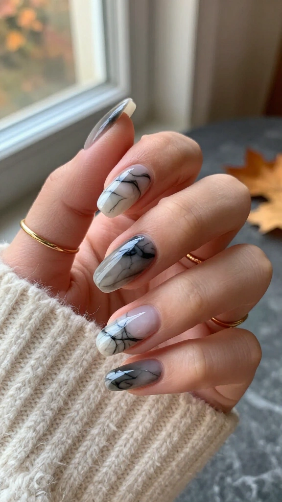 Smoky quartz marbling