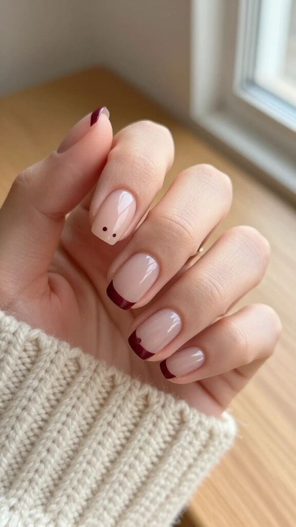 Deep burgundy accent dot