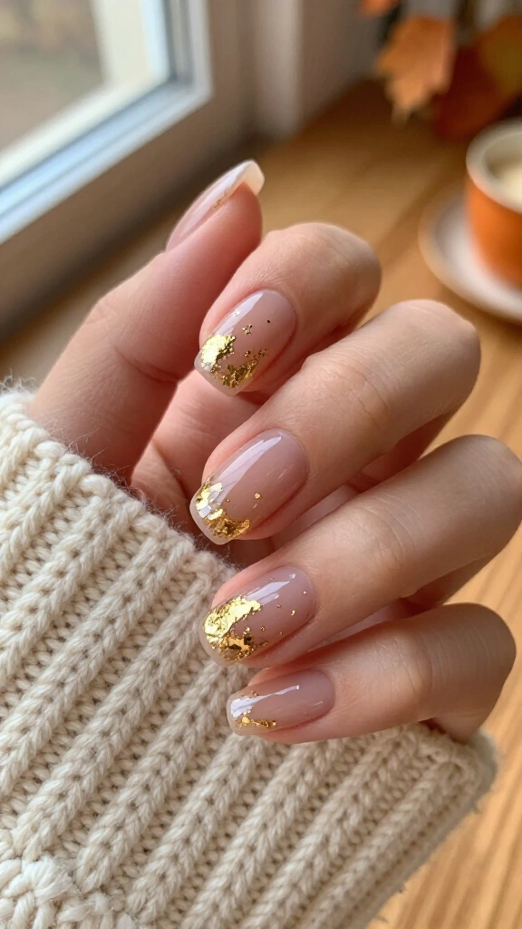 Sheer nude with gold foil highlights