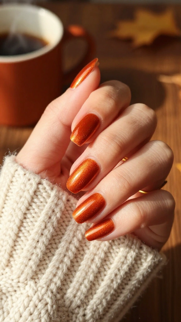 Burnt orange velvet finish