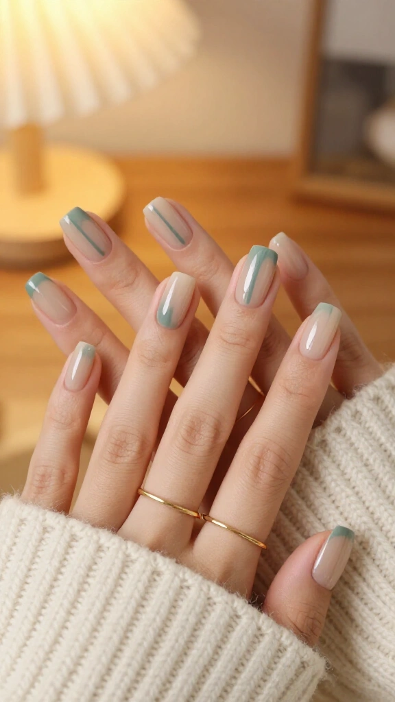 Muted sage minimalist lines