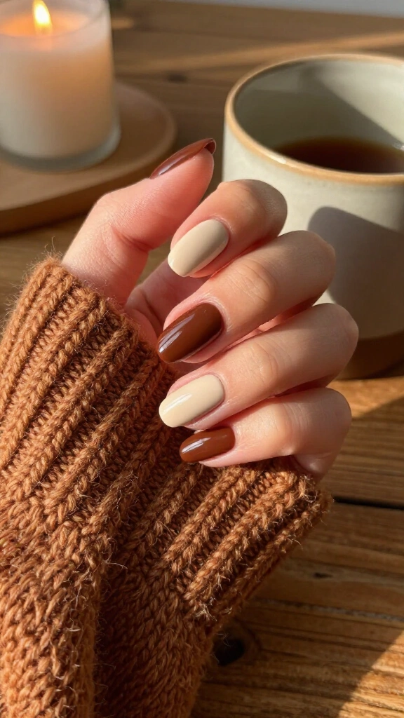 Soft mocha single accent finger