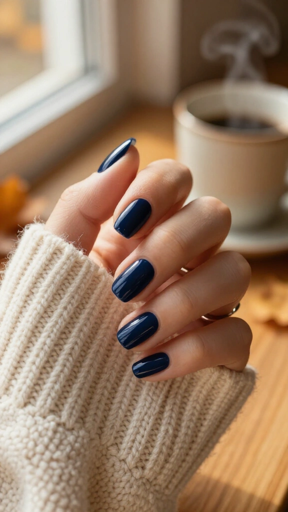 Deep navy blue polish swap