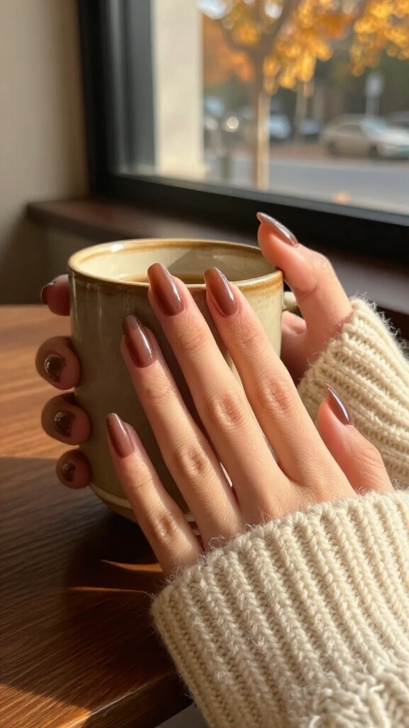 Chocolate brown jelly nails