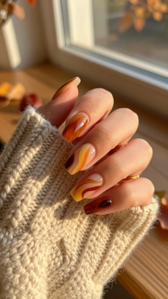 Golden hour amber swirls