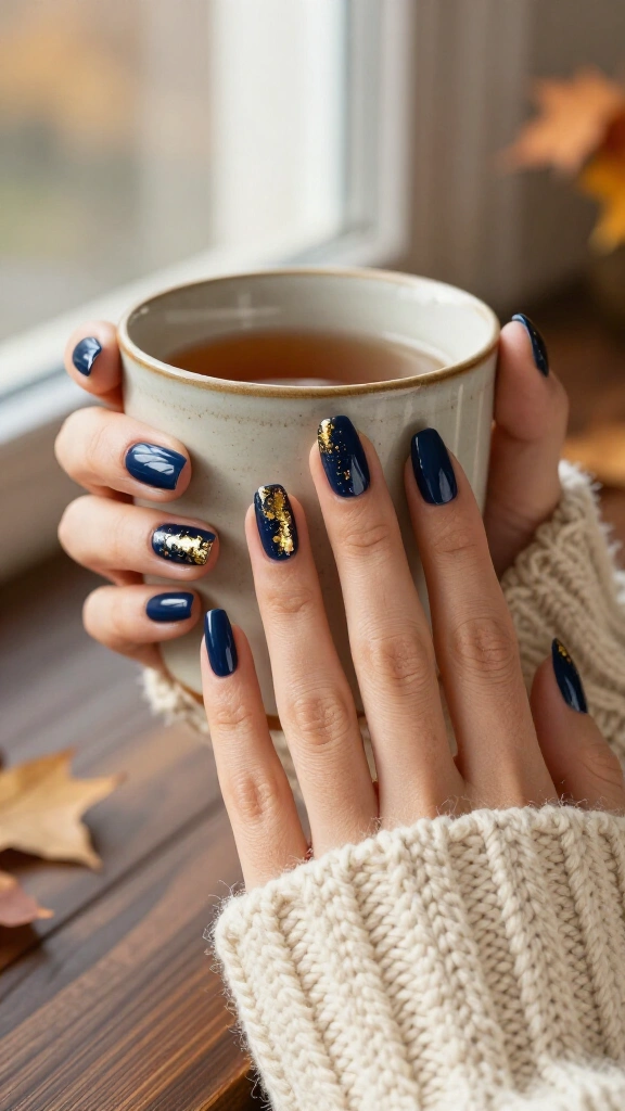 Midnight navy and gold foil