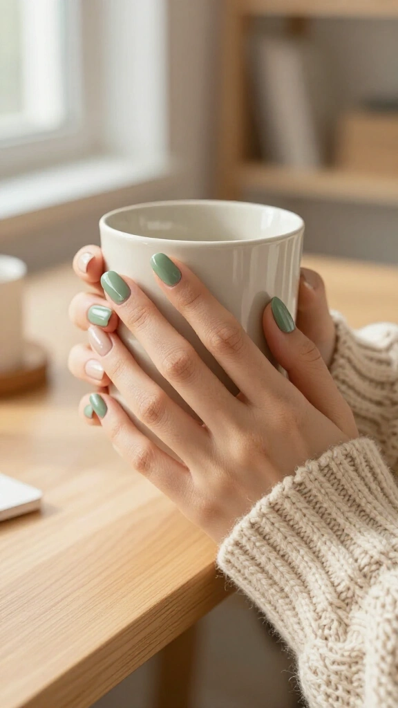 Soft sage green swirls