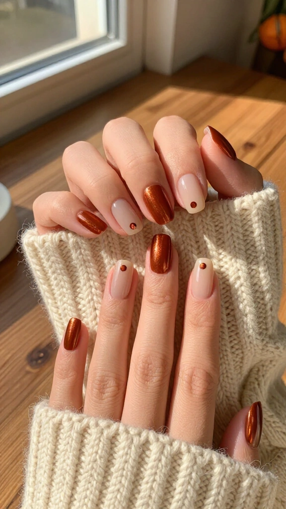 Metallic copper dots