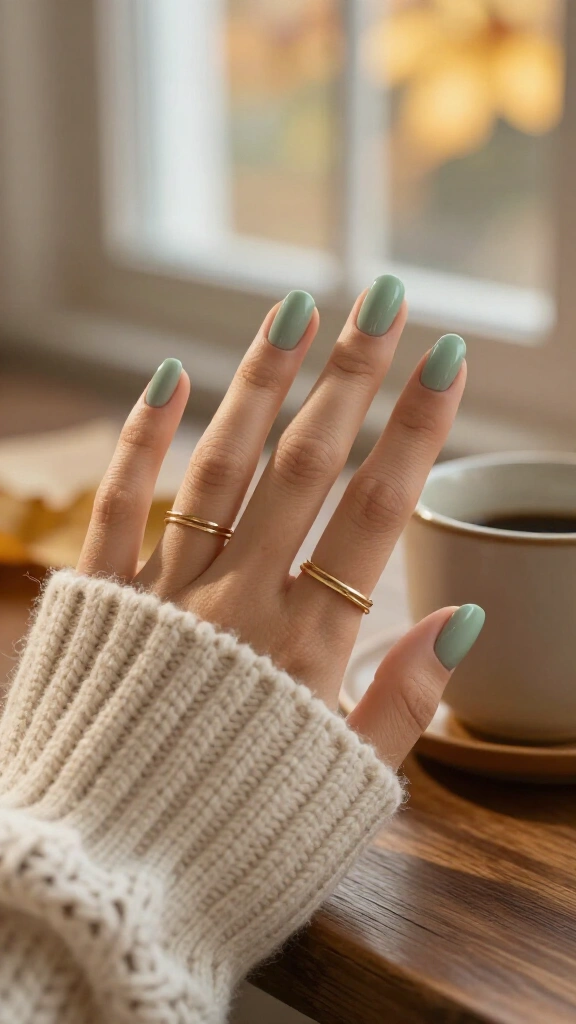 Muted sage green polish
