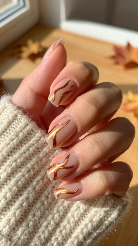 Metallic copper swirls