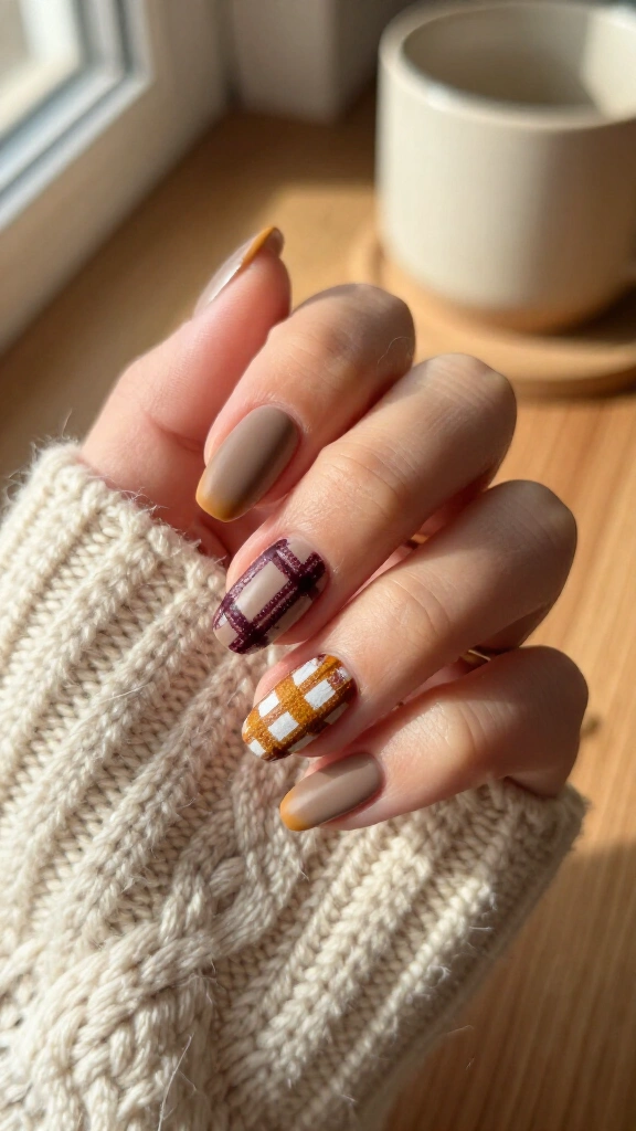Cozy plaid sweater texture