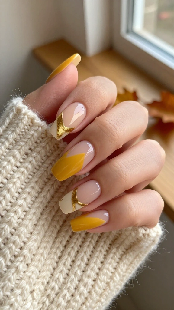 Mustard yellow geometric art