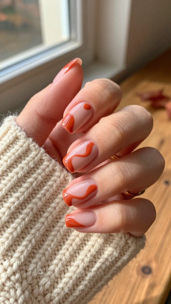Warm terracotta swirls