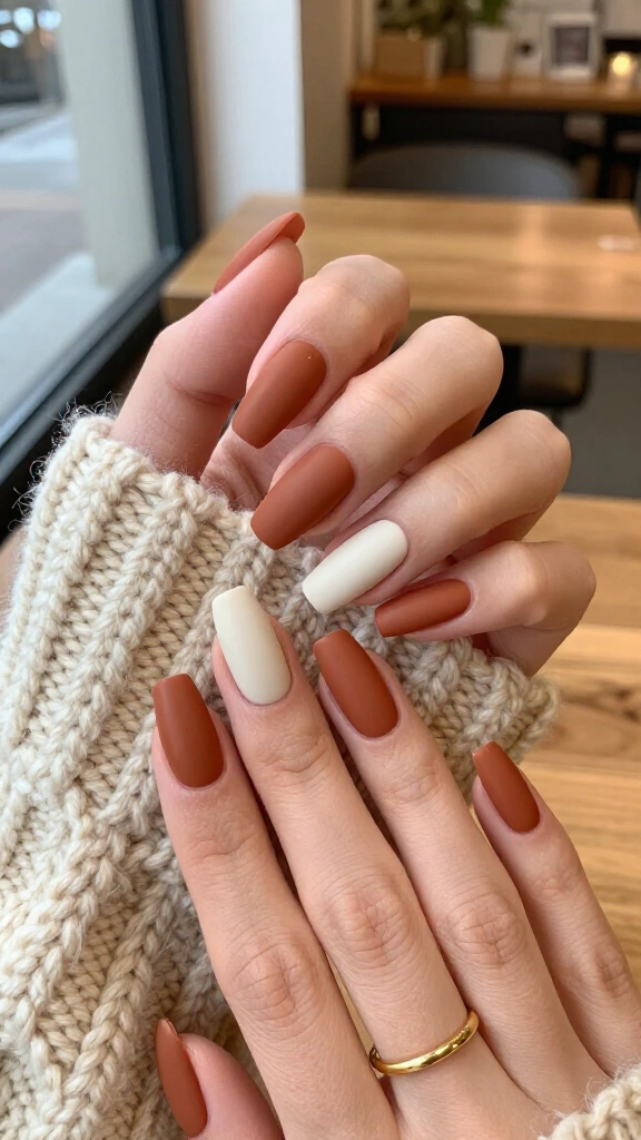 Soft cinnamon spice coffin nails