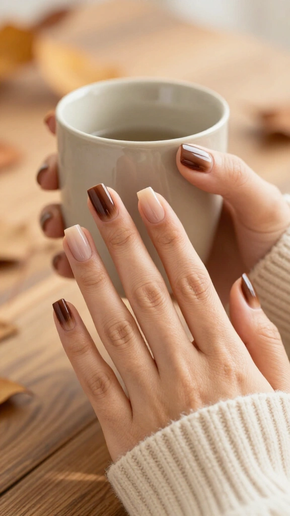 Warm mocha aura nails
