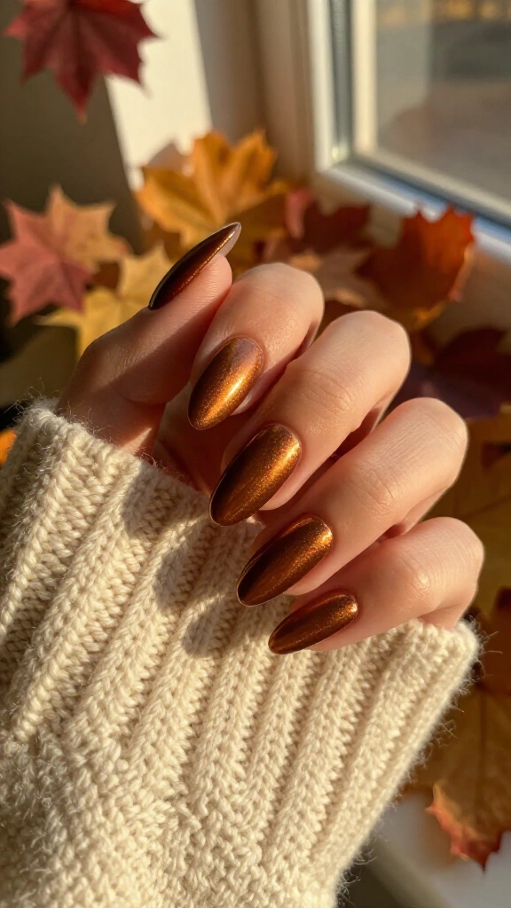 Gilded bronze almond nails