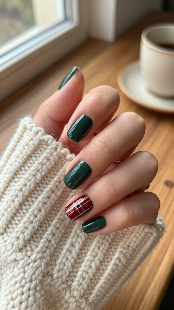Vintage plaid accent nail