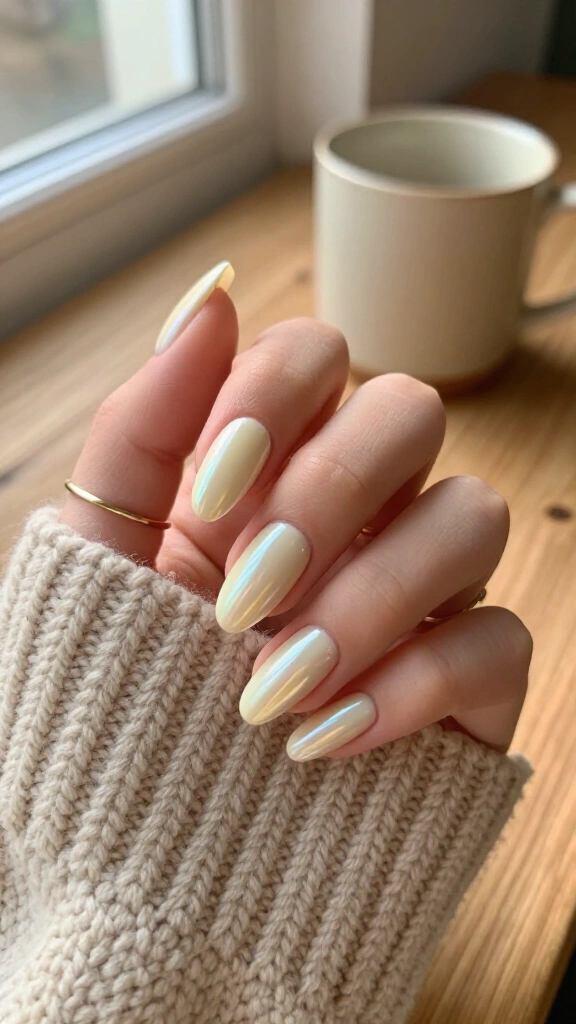 Pearlescent cream glazed acrylics