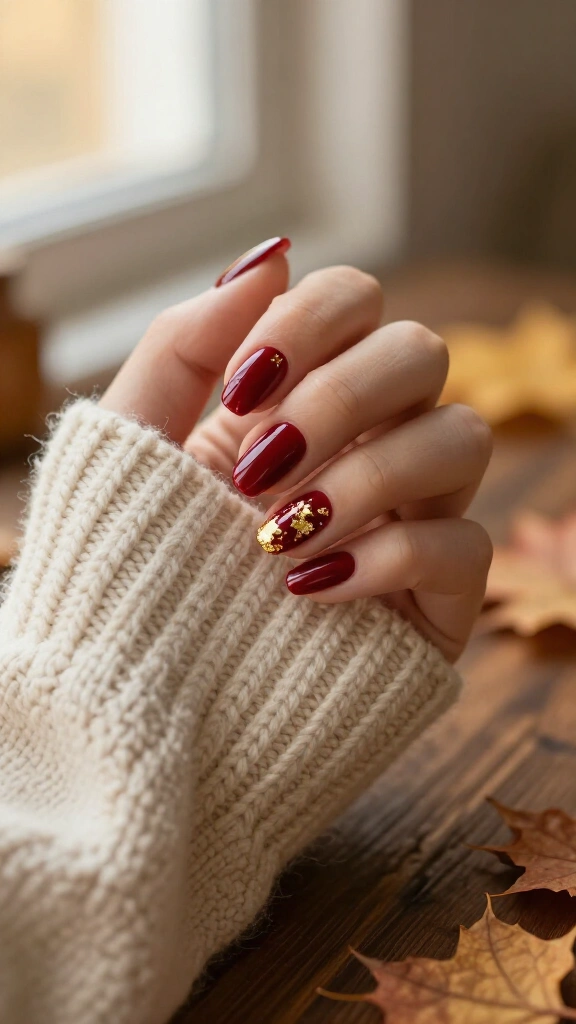Rich Burgundy Gloss & Gold Foil