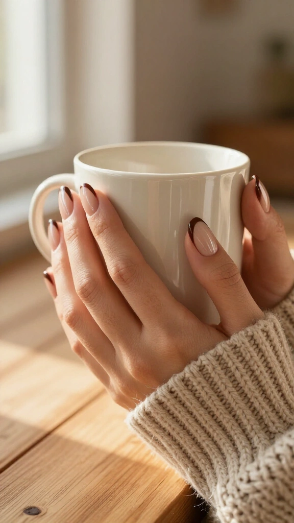 Deep espresso French tips