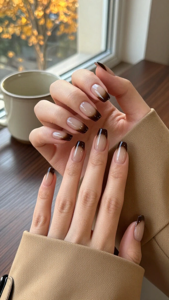 Deep Espresso French Tips