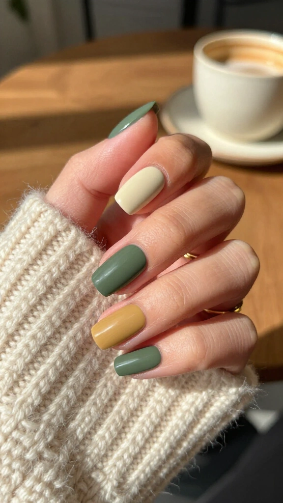 Muted Olive & Matte Cream Split