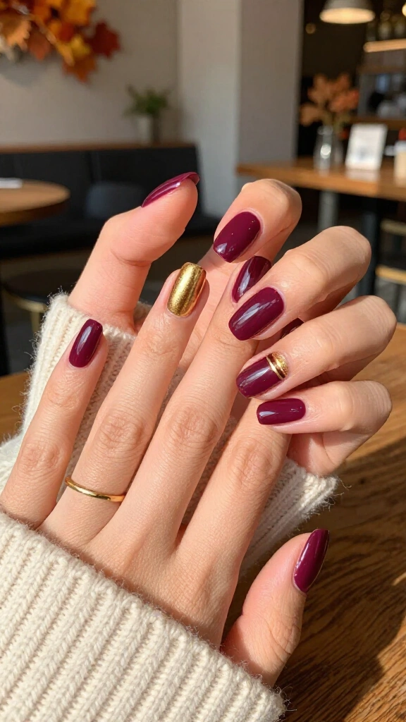 Glossy Plum with Fine Gold Lines