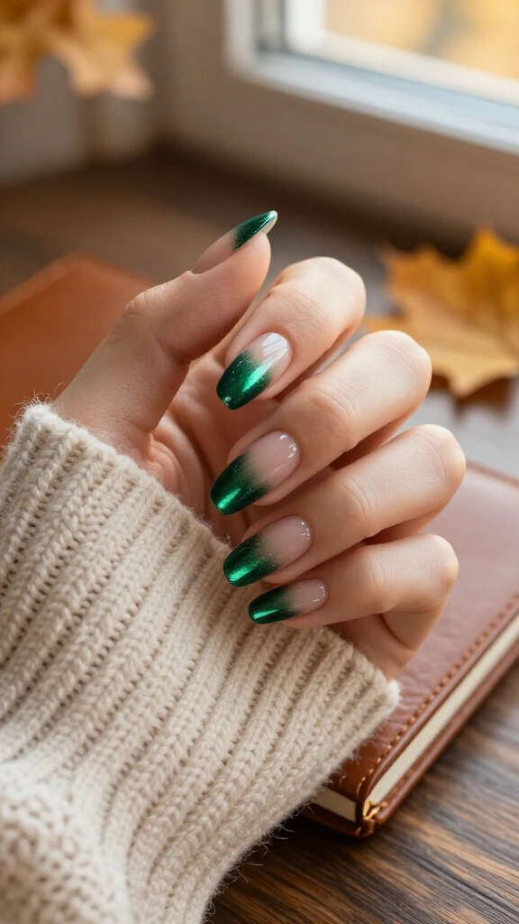 Forest green chrome tips