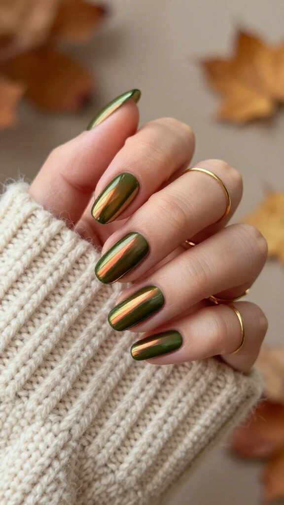 Olive oil-slick chrome