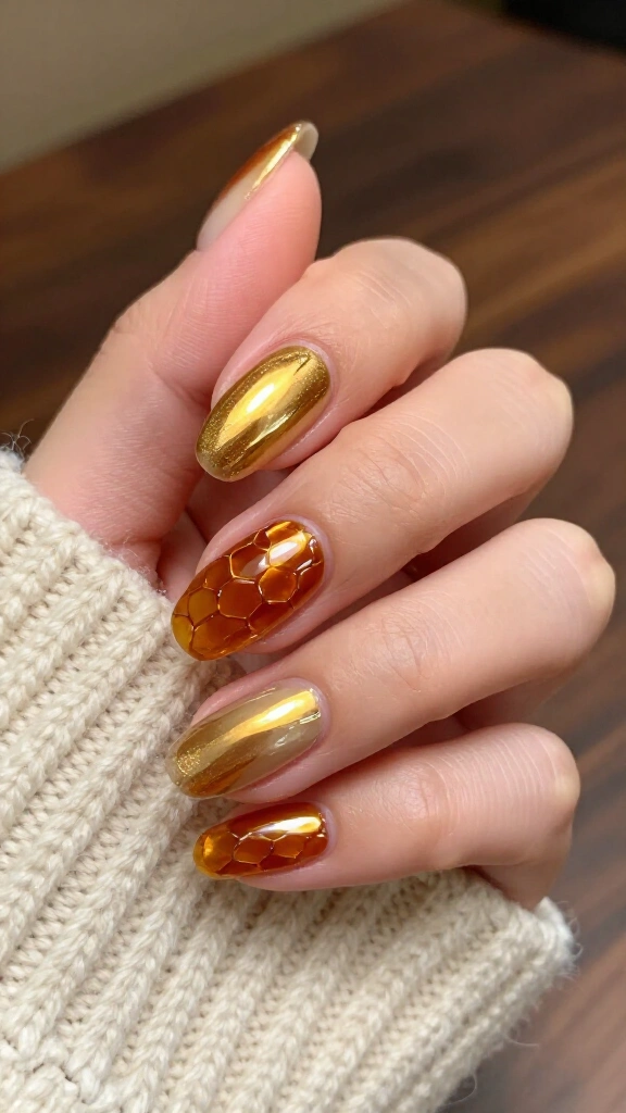 Warm amber honeycomb chrome