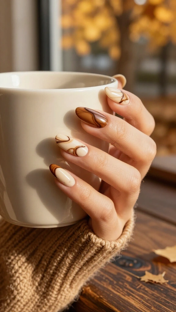 Warm vanilla and mocha swirls