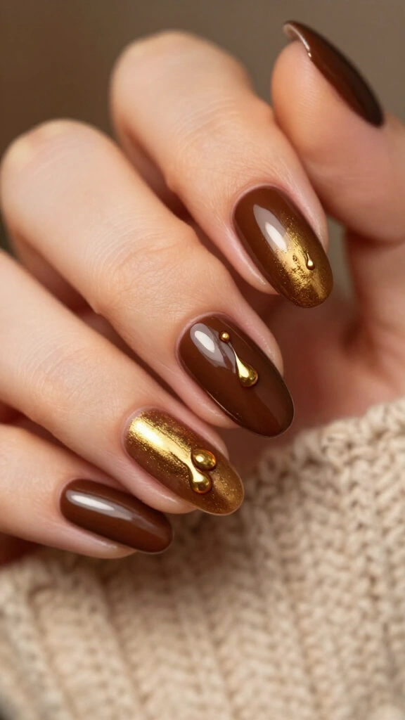 Dark mocha and metallic drips