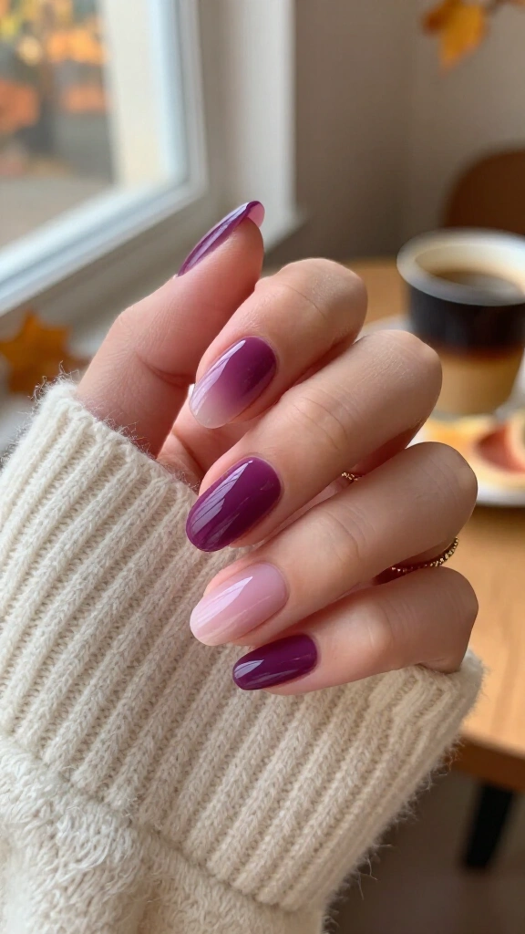 Muted plum aura nails