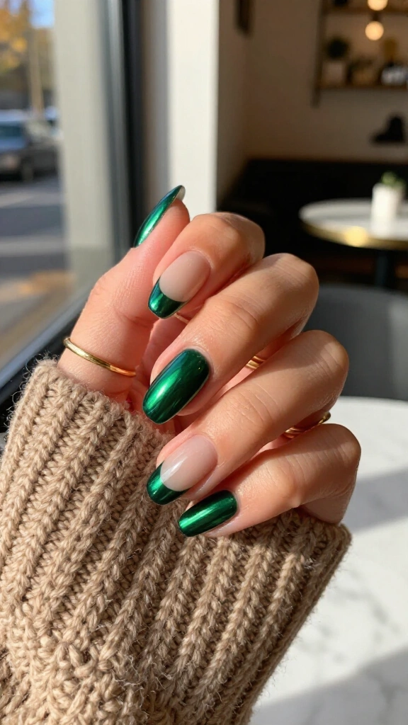 Forest green chrome tips