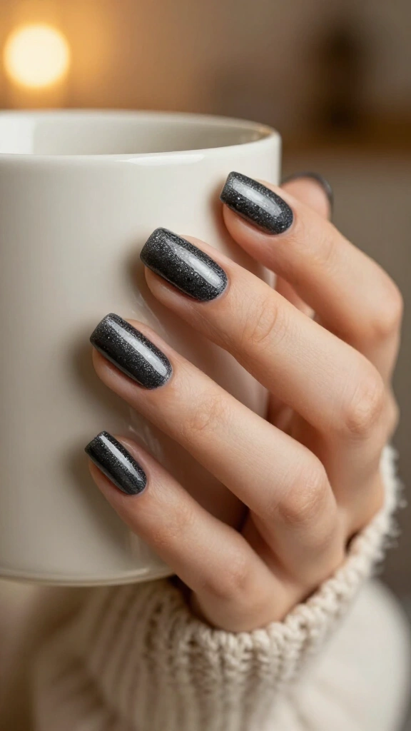 Charcoal grey micro-glitter