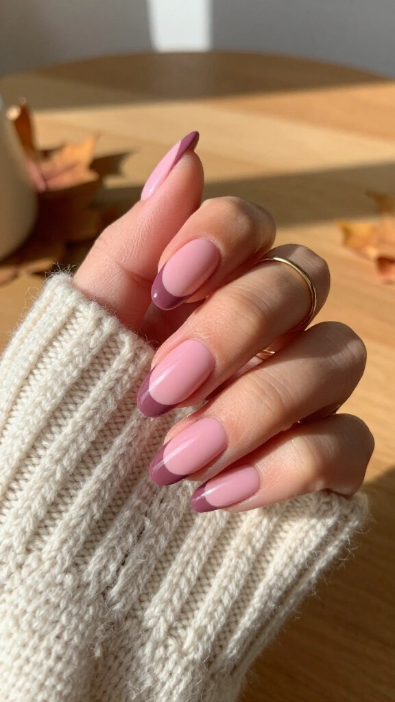 Muted mauve French tips