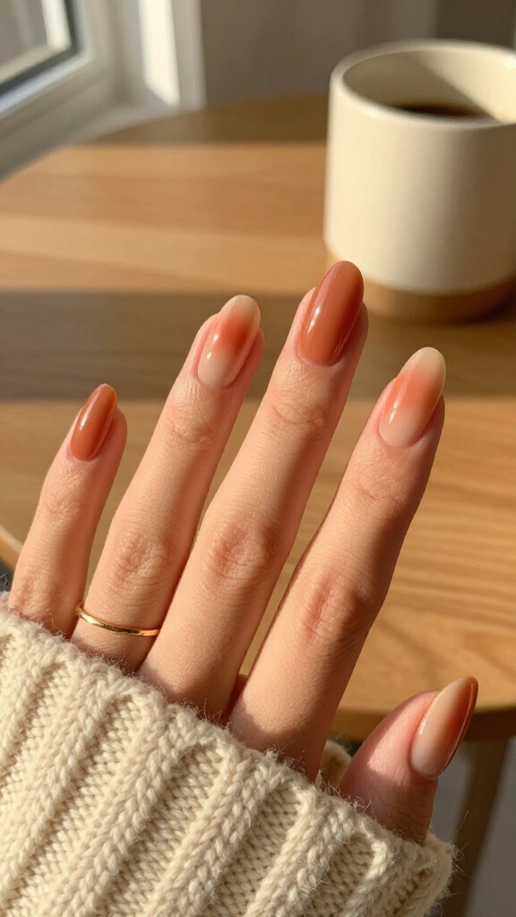 Muted terracotta aura nails