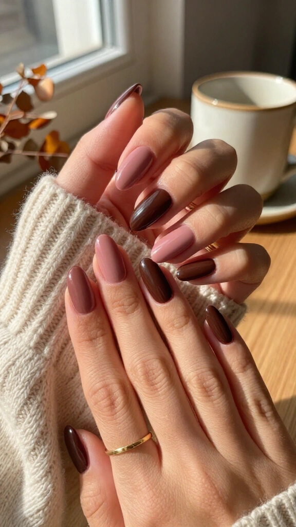 Dusty rose and chocolate color-block