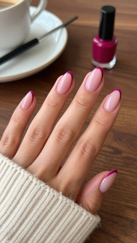 Dark magenta accent lines