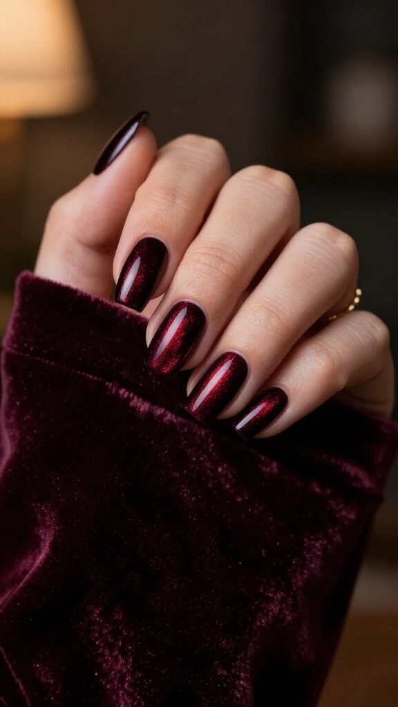 Midnight cherry velvet cat-eye