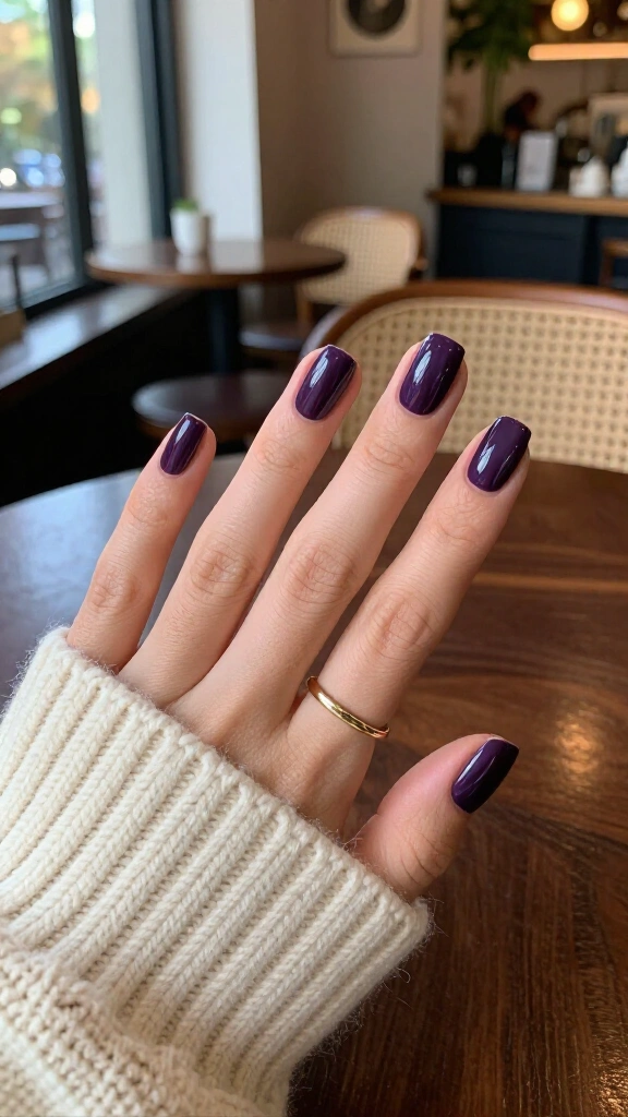 Moody aubergine square nails
