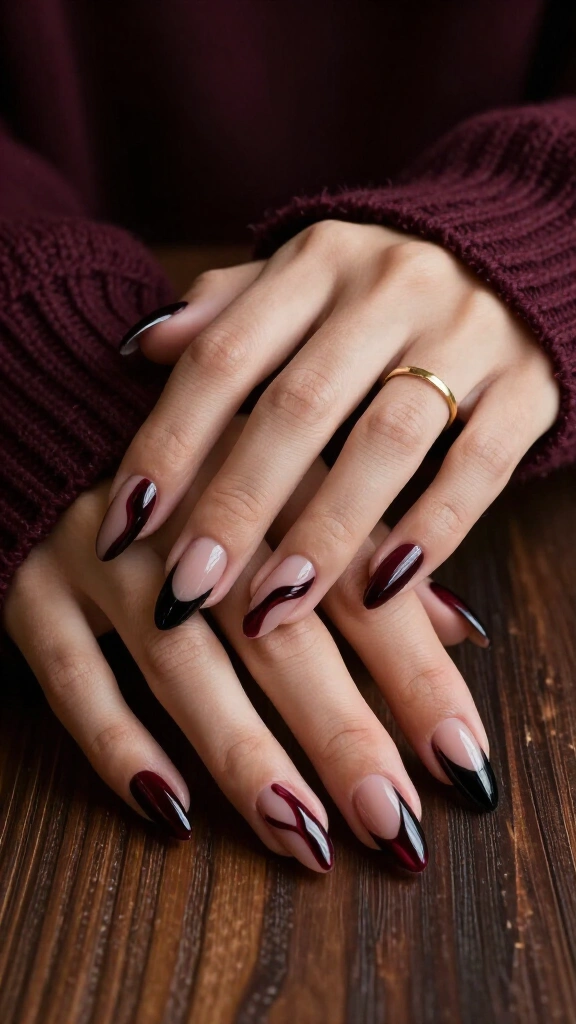 Deep cranberry swirls