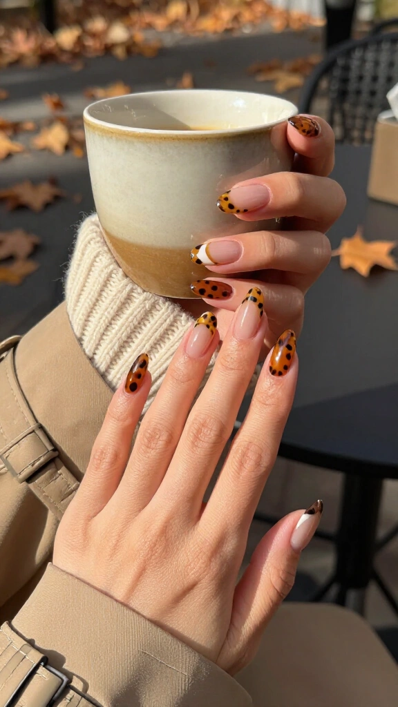 Deep tortoiseshell French tips