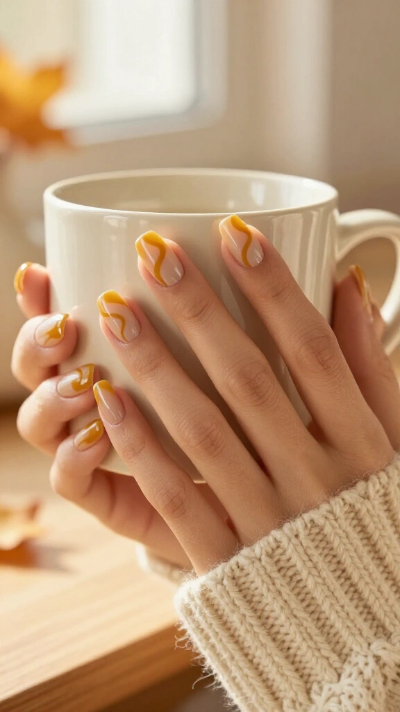 Muted mustard swirls