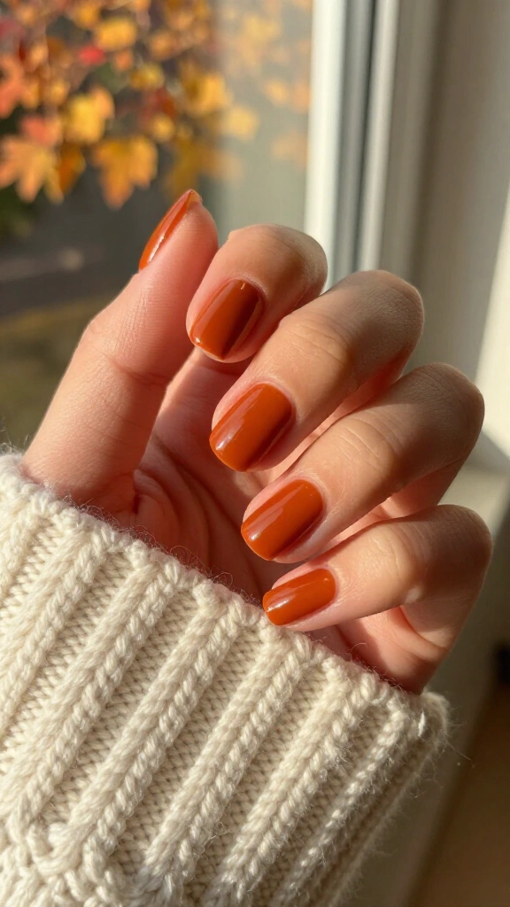 Glossy burnt orange edge