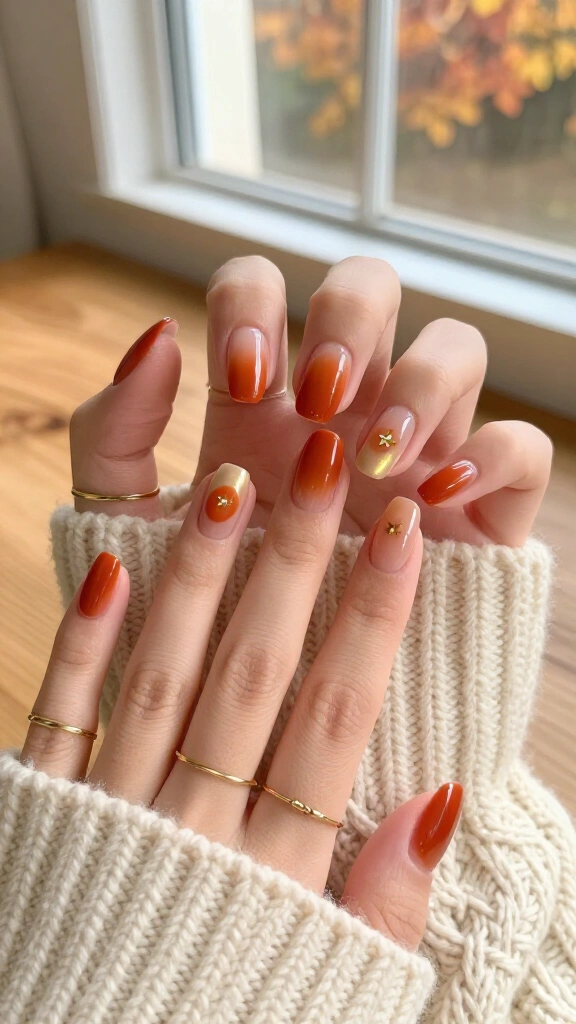 Cinnamon spice aura nails