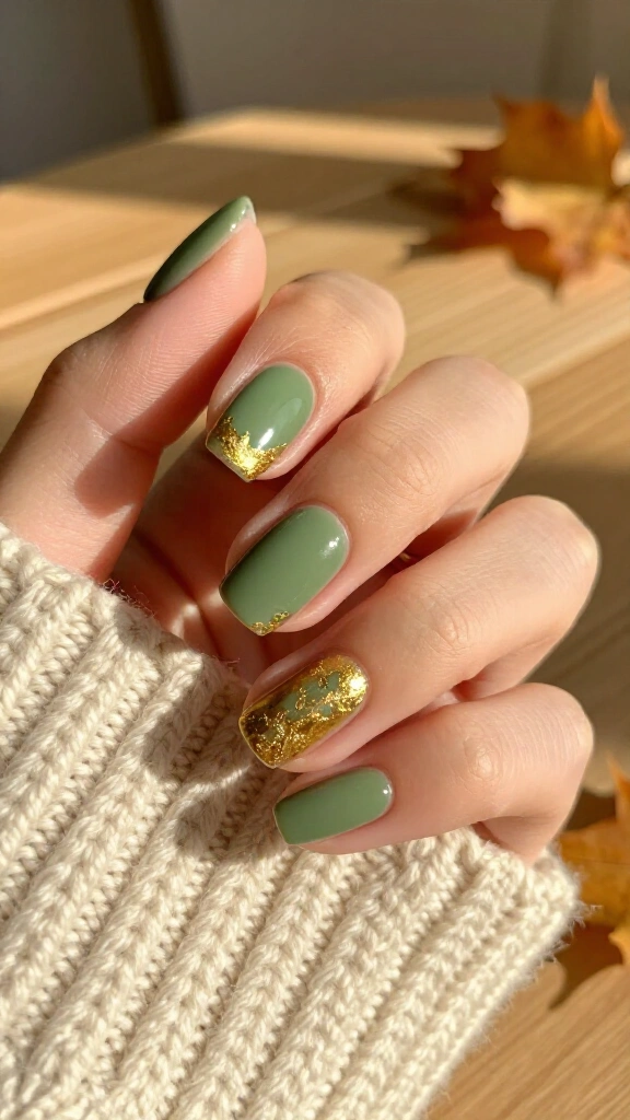 Matte olive and gold foil