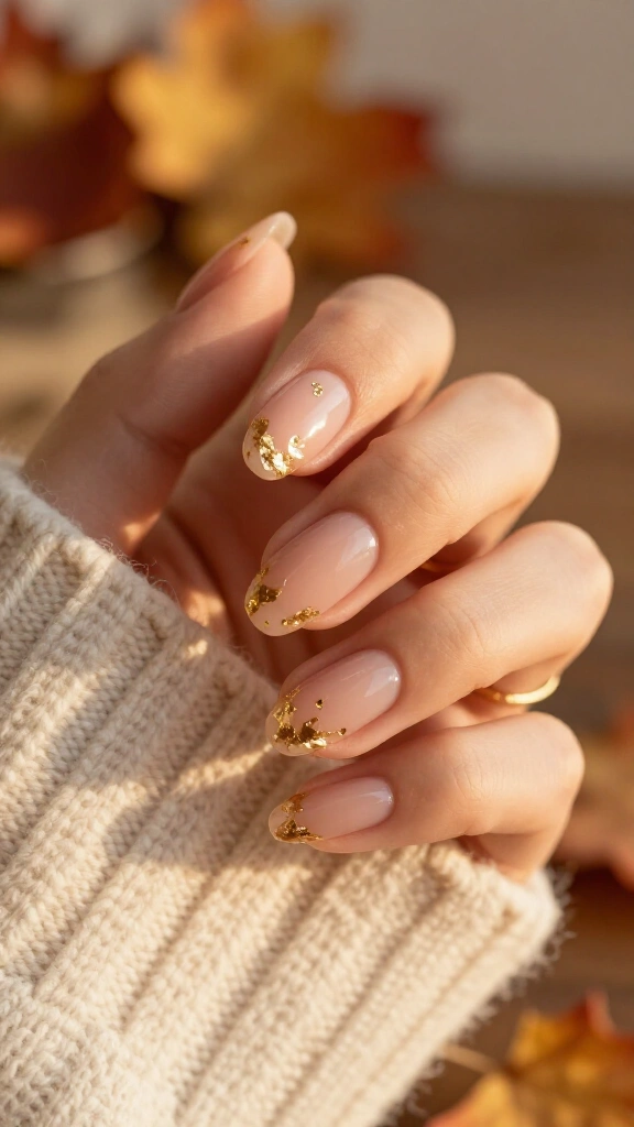 Sheer blush nude with gold foil accent