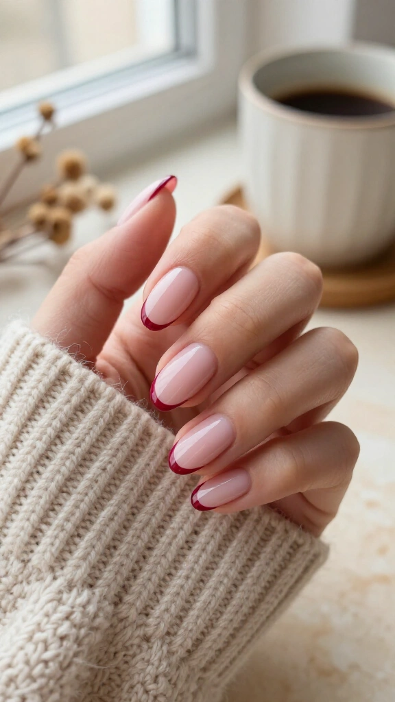 Plum-red minimalist lines